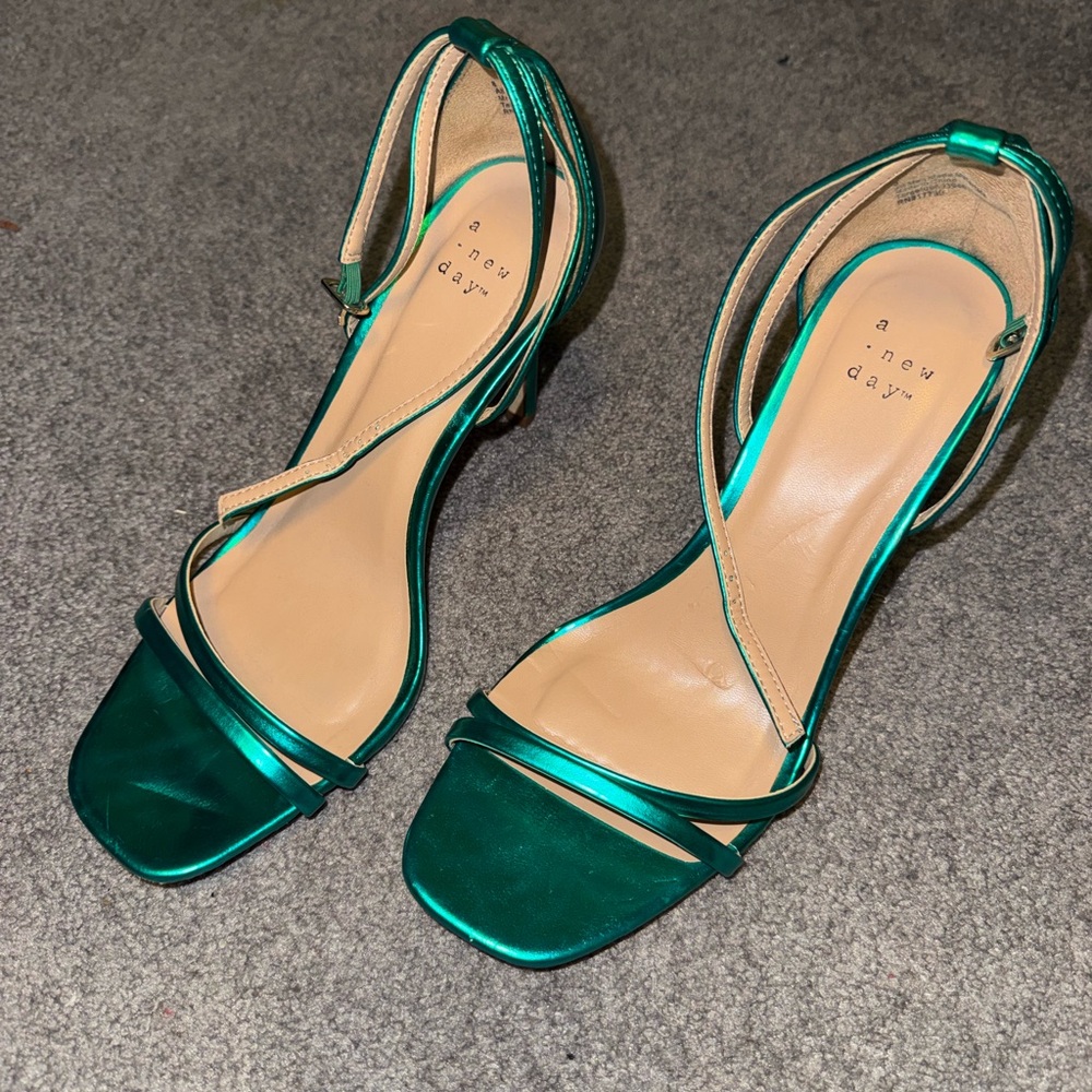 A New Day Teal and Tan Heels